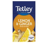Tetley Zingy Lemon & Ginger Herbal Tea Bags - Naturally Caffeine-Free - Perfectly Balanced Citrus & Spice Infusion - Ideal for Relaxation