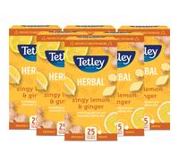 Tetley Zingy Lemon & Ginger Tea, 150 Bags, Caffeine-Free