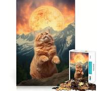 Teton Cat X Pizza Sun Jigsaw Puzzles 1000 Pieces for Adults Memory Boost Warm Time Image Assembly Fine Art Piece (50x75cm)