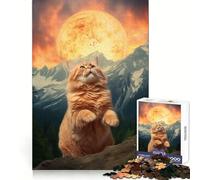 Teton Cat X Pizza Sun Jigsaw Puzzles 1000 Pieces for Adults Think Smart Toy Indoor Play Accurate Cut Lovely Gift (38x26cm)