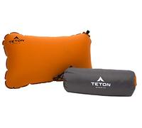 TETON Sports ComfortLite Self-Inflating Pillow; Support Your Neck and Travel Comfortably; Take it on the Airplane, in the Car, Backpacking, and Camping; Washable; Stuff Sack Included,Orange/Microfiber