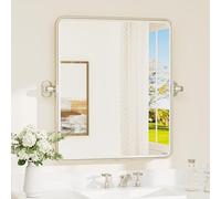 TETOTE Brushed Nickel Pivot Mirror for Bathroom 20 x 24 Pivoting Tilt Rectangle Beveled Tempered Glass Mirror, Farmhouse Metal Framed Bathroom Vanity Mirror for Wall, Horizontal/Vertical