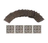 Tetragonum Iron Filigree Charm,Antique Bronze Iron Filigree Pendant,50PCS Square Iron Filigree Charm Pendant Connectors Hollow Electroplating Iron Filigree Metal Embellishments