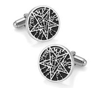 Tetragrammaton Pentagram Cufflinks for Men Ancient Hebrew Esoteric Name of God Pentacle Cufflinks Blessing Protection Amulet Pagan Wicca Jewelry (Silver)