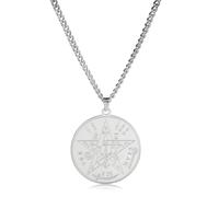 Tetragrammaton Pentagram Necklace Ancient Power Name of God Five-pointed Star Pendant Solomon Wiccan Protection Amulet Pentacle Star Jewelry Gift Men Women (silver)