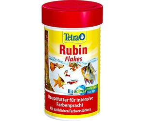 TetraRubin Staple Feed (for Ornamental Fish, with Natural Colour Intensifiers, plus Probiotics for Improved Bodily Functions and Feed Conversion), Various Sizes