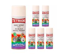 Tetrion Easy Spray Hi-Build White Primer Multipack, 6x400ml - Quick Drying Acrylic Spray Paint with a Glossy Finish For Metal, Wood, Ceramic & Plastic