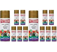 Tetrion Easy Spray Multipurpose Acrylic Aerosol Paint, Bright Gold, 400ml, Pack of 12, Quick-Drying for Metal, Wood, Ceramic, Plastic