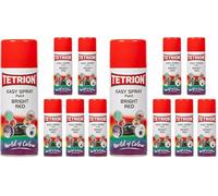 Tetrion Easy Spray Multipurpose Bright Red Paint 400 ML for Interiors & Exteriors, Quick-Drying Aerosol for Metal, Wood, Ceramic, Plastic - Pack of 12