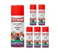 Tetrion Easy Spray Multipurpose Bright Red Paint 400 ML for Interiors & Exteriors, Quick-Drying Aerosol for Metal, Wood, Ceramic, Plastic - Pack of 6