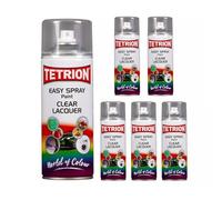 Tetrion Easy Spray Multipurpose Clear Lacquer Paint Aerosol Cans 400 ML, Interior Exterior Use for Metal Wood Plastic Ceramic, Pack of 6