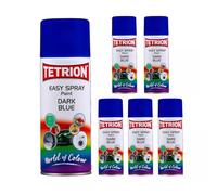 Tetrion Easy Spray Multipurpose Dark Blue Spray Paint 400 Ml - Pack of 6 for Metal, Wood, Ceramic and Plastic Surfaces, Interior and Exterior Use