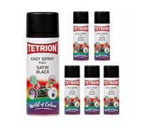 Tetrion Easy Spray Multipurpose Satin Black Spray Paint 400 ml - Pack of 6 - Quick-Drying Formula for Metal, Wood, Ceramic, Plastic Surfaces - High Visibility, Durable Finish