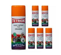 Tetrion Spray Paint Multipack - 6 High Visibility Orange Aerosols for Wood, Plastic, Metal & Ceramic - Quick-Drying Formula 400 ml