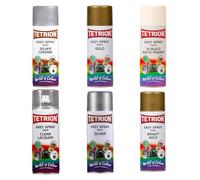 Tetrion Easy Spray Paint 400ml Multipack of 6 - Silver Chrome, Clear Lacquer, Gold, Bright Gold, Silver, Hi-Build White Primer Acrylic Quick-Dry for Metal, Wood, Plastic Indoor and Outdoor