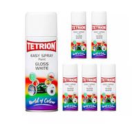Tetrion Easy Spray Paint Gloss White 6-Pack, Multipurpose Spray for Metal, Wood, MDF, Ceramic, Plastic - Quick-Drying Interior & Exterior Finish