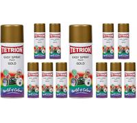Tetrion Easy Spray Paint Gold 400 Ml- Multipurpose Spray, 12 Pack for Metal, Wood, Ceramic & Plastic - Quick-Dry Interior Exterior Use