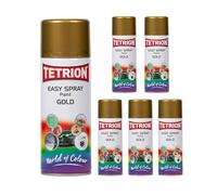 Tetrion Easy Spray Paint Gold 400 Ml- Multipurpose Spray, 6 Pack for Metal, Wood, Ceramic & Plastic - Quick-Dry Interior Exterior Use