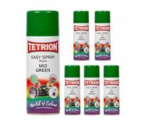 Tetrion Easy Spray Paint Mid Green - Premium 400ml Aerosol (Pack of 6) for Superior, Long-Lasting, and Even Coverage on Multiple Surfaces, Ideal for Both Indoor & Outdoor Use