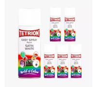 Tetrion Easy Spray Satin White 400ml - Multi-Surface Quick-Dry for Metal, Wood, Ceramic & Plastic - Pack of 6
