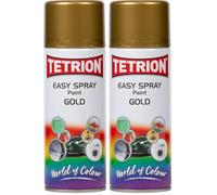 Tetrion Gold Spray Paint 400ml - Quick-dry for Wood, Metal, Ceramic & Plastic - Durable Finish, DIY Projects (Pack of 2)