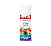 Tetrion High Visibility Gloss White Spray Paint 400ml for Wood, Metal, Ceramic, Plastic - Quick-Drying with Durable Finish
