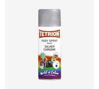 Tetrion High Visibility Glossy Silver Chrome Spray Paint 400ml for Wood, Metal, Ceramic & Plastic Quick-Dry Durable Exterior & Interior Use