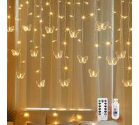TETSMG Light Curtain Butterfly, 3.5 m 96 LED Spring Decoration Light Curtain Indoor, Fairy Lights Curtain USB 8 Modes, Fairy Lights Curtain with Remote Control Timer for Spring Room Decoration (Warm