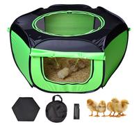 Tetuga Chicken Brooder Box for Chick Starter Kit Upgrade Three-Sided Mesh Window Brooder Box for Chicks, Pop-Up Brooder Pen, Tent Up to 15 Chick, Duck and Quail (Green)