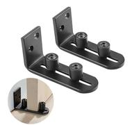 TeTupGa 2 Pack Sliding Barn Door Floor Guides, Flush Sliding Door Bottom Guide, Adjustable Wall Mount Stay Roller Sliding Kit for Different Sizes of Sliding Doors(Black)