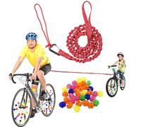 TeTupGa Bicycle Tow Rope Belt Strap Mountain Bike Parent-Child Pull Reflective Traction Portable Outdoor MTB Elastic Bicycle For Adult Kids Children (Red+Bike Spoke Beads)