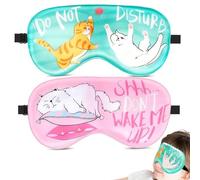 TeTupGa Blackout Kids Sleep Mask for Boys Girls, 2 Pack Silk Eye Mask for Sleeping with Adjustable Strap, Teens Children's Bedtime Eyeshade Cover for Travel Nap Party Supplies (Cute Cat)