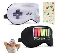 TeTupGa Blackout Sleep Mask for Kids, 2 Pack Silk Eye Mask for Sleeping, Comfortable & Adjustable for Boys Girls, Perfect for Children's Night Sleep, Travel & Nap Time (2 Pcs Game Mask-Pattern 1)