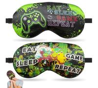 TeTupGa Novelty Funny Sleep Eye Mask Light Blocking Soft Comfortable Night Eye Mask for Men Women, Eye Cover Aid Rest Blindfold, Eye Blinder for Travel/Sleeping/Shift Work (2 Pcs Game Mask Style D)