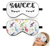 TeTupGa Silk Sleep Mask, 2 Pack Sexy Eye Masks for Sleeping with Adjustable Strap for Women Men Kids Bedtime Eye Shade Cover，Reduces Puffy Eyes Traveling Gifts (2 Pcs Music Eyelash)