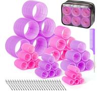 Tetutor 6 Size Hair Rollers for Women, 62 Pcs Rollers Hair Curlers for Blowout Look Long Medium Short Hair, Jumbo Large Medium Small Self Grip Curlers with 36 Roller 24 Clips 1 Storage Bag Purple pink