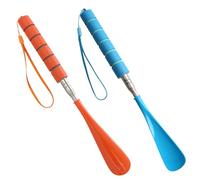 Teuena 2 Pack Shoe Horns Long Handled 29-71cm, Plastic Shoehorn with Comfort Grip for Taking Boots on and Off, Metal Telescopic, Easy to Carry, for Men Women Kid Seniors, (Blue, Orange)