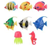 Teuena 8 Pcs Colourful Assorted Artificial Fishes Floating Decorations, Plastic Fish Tank Fake Fish Moving Floating Aquarium Ornament Sensory Bubble Tube Aquarium Tiny Tropical Jellyfish Seahorse