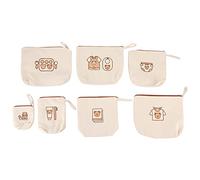 TEUOPIOE Makeup Organizer Storage Zipper Pouch 7PCS Bear Print Travel Oraganizer Waterproofed Wear Resistant Cute Reusable Canvas Storage Bag for Cosmetic