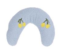 TEUOPIOE Pet U Shaped Pillow Comfortable Plush Fluffy Half Donut Dog Neck Pillow for Small Dogs Cats Home Bedding Soft Supportive Cuddling All Seasons Machine Washable Gifts (Blue+Cherry Pattern)