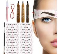 TEUVO 24 Styles Eyebrow Stencils for Beginners, Reusable Stencils Kit with 1 Brow Brush, 1 Eyebrow Razor Trimmer and 3 Pens, 3-Minute Makeup Kit