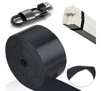 TEUVO Cable Ties Reusable for Cable Management, 50mm x 5M Double Sided Sew On Hook and Loop Strap for Tying Cable, Mat Storage, DIY Craft Around Home and Office (Black)