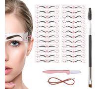TEUVO Eyebrow Stencil for Beginners, 24 Styles Eyebrow Shaper Kit with Eyebrow Brush and Brow Razor Trimmer, Reusable DIY Eyebrow Stencils Template for 3 Minutes Makeup