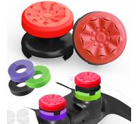 TEUVO PS5 Controller Thumb Grips for PS4 Controller, 2Pcs Thumb Grips Caps & 3Pcs Precision Rings, Aim Assist Thumbstick Grips Caps Silicone Joystick Accessories Kit, Improved Comfort & Accuracy