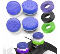 TEUVO PS5 Controller Thumbstick Grips Set - 4Pcs PS5 Thumb Grips Caps + 3Pcs Precision Rings Aim Assist PS4 Controller Thumbstick Caps Silicone Joystick Accessories Kit, Improved Comfort & Accuracy