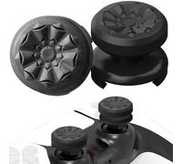 TEUVO Thumb Grips for PS4 & PS5 Controller, 2Pcs PS5 Controller Thumb Grips Silicone Joystick Grips Thumbstick Caps Controller Accessories, Increased Comfort & Improved Accuracy, Pitch Black
