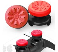 TEUVO Thumb Grips for PS4 & PS5 Controller, 2Pcs PS5 Controller Thumb Grips Silicone Joystick Thumbstick Caps Controller Accessories, Increased Comfort & Improved Accuracy, Ruby Red