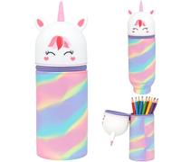 TEUYOE 2-in-1 Soft Silicone Pencil Case, Unicorn Design, Retractable