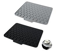 TEUYOE 2 Pcs Draining Board Mats,40*32.5cm Silicone Draining Mat,Black+Grey