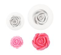 TEUYOE 2 Pieces 3D Large and Small Peonies, Carnations, Roses, Flower Moulds Silicone, Silicone Candle Moulds, Making Chocolate Baking Molds for Birthday Anniversary (2 Roses)